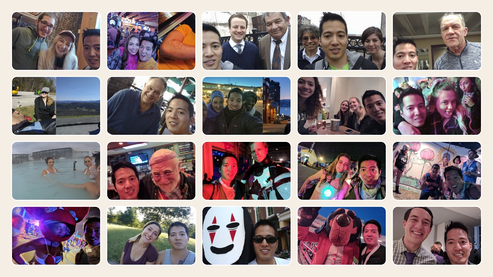 Collage cover image made from 20 selfies from the 2017 Selfie Challenge